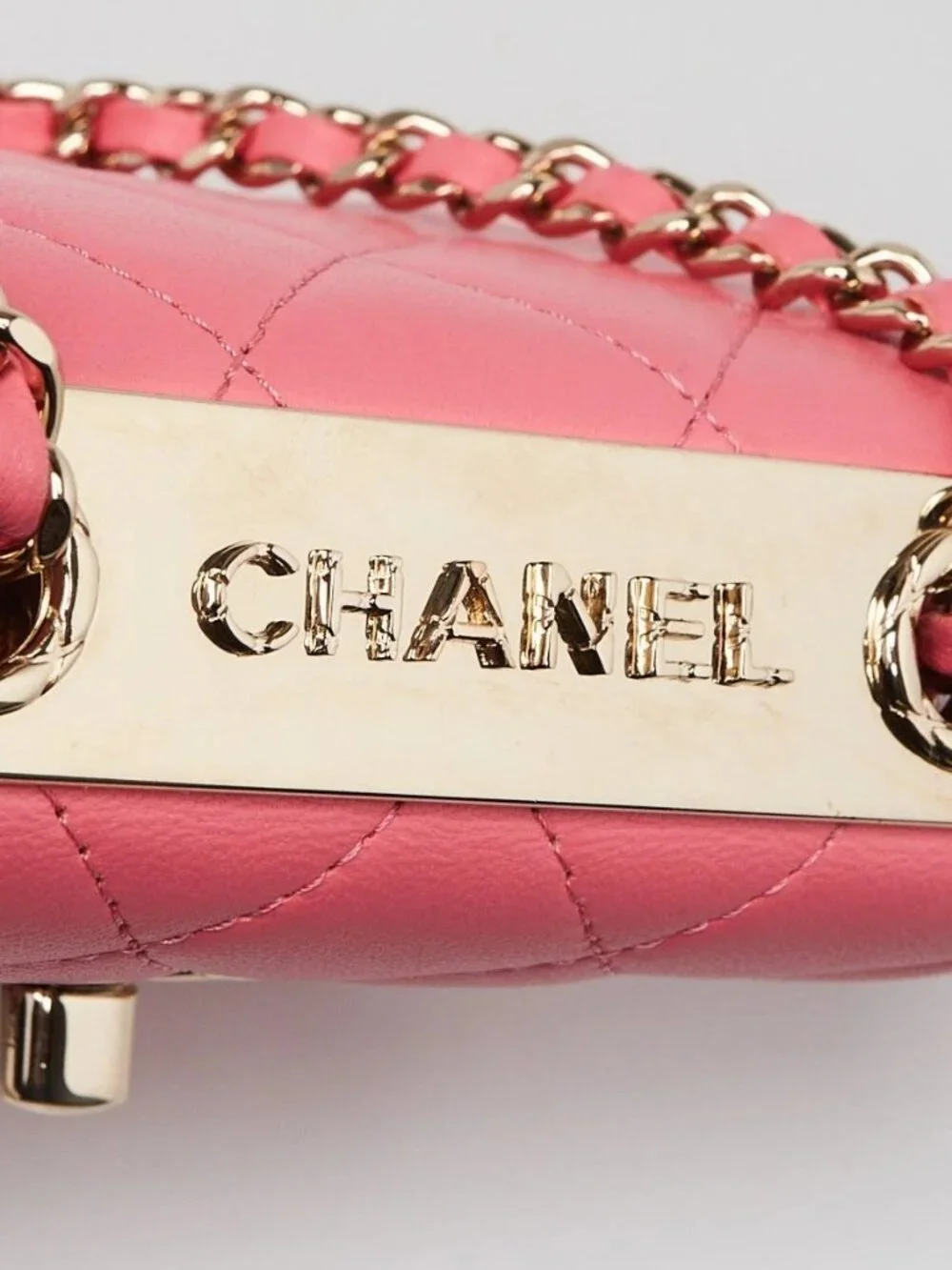 Chanel Coral Quilted Lambskin Leather Mini Trendy CC Clutch with Chain Bag - Picture 5 of 11